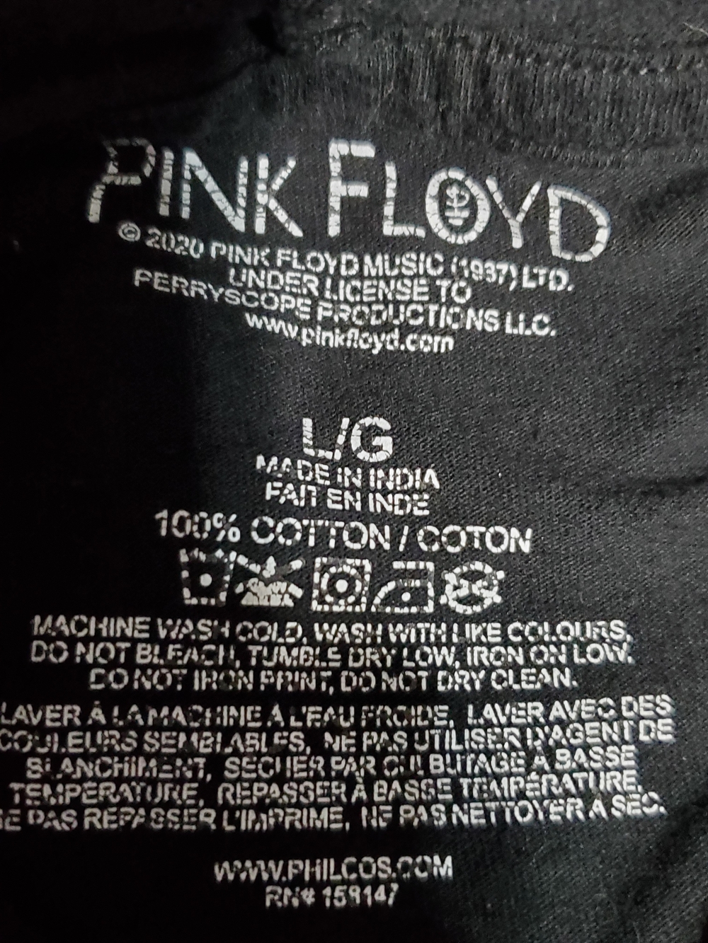 Pink Floyd Black Hoodie Short Sleeve Shirt Prism Rainbow Astronaut Graphic SZ L - Picture 5 of 5